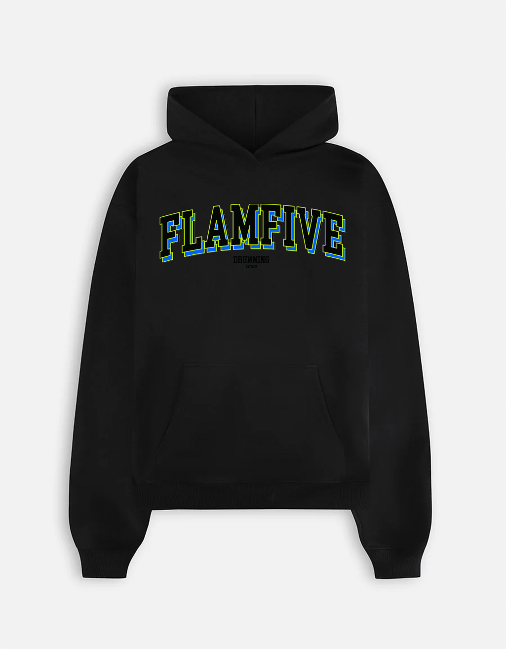 FLAM5 COLLEGE HOODIE BLACK - Flam5drumming