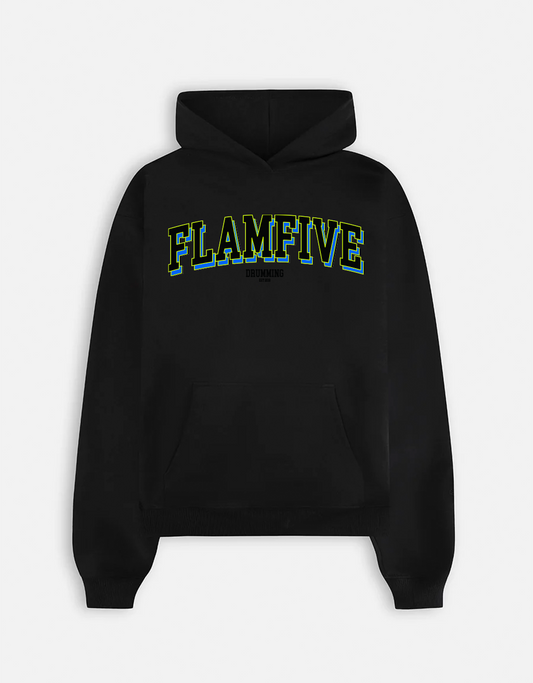 FLAM5 COLLEGE HOODIE BLACK - Flam5drumming