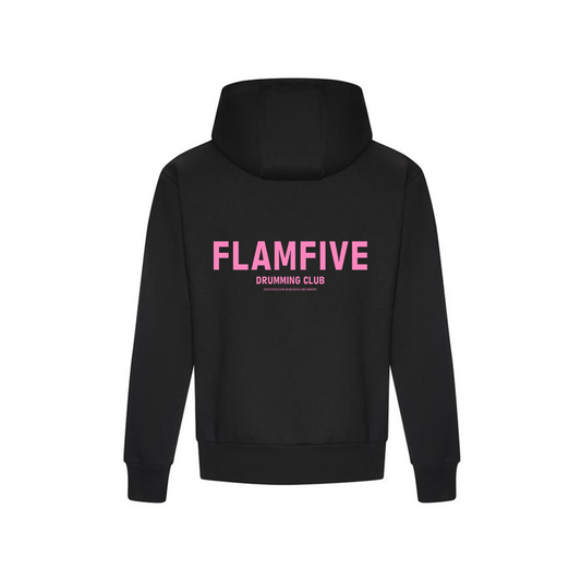 FLAM5 DRUMMING CLUB HOODIE BLACK/PINK - Flam5drumming