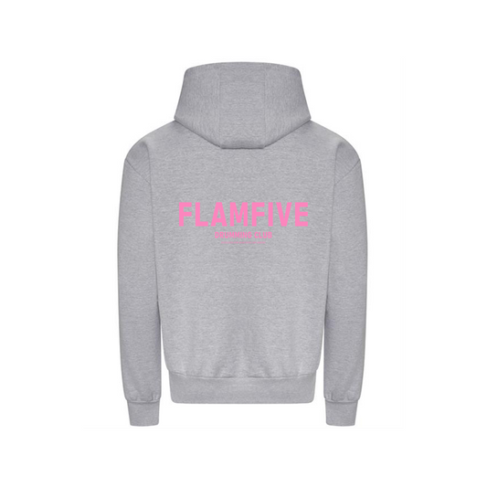 FLAM5 DRUMMING CLUB HOODIE GREY PINK - Flam5drumming