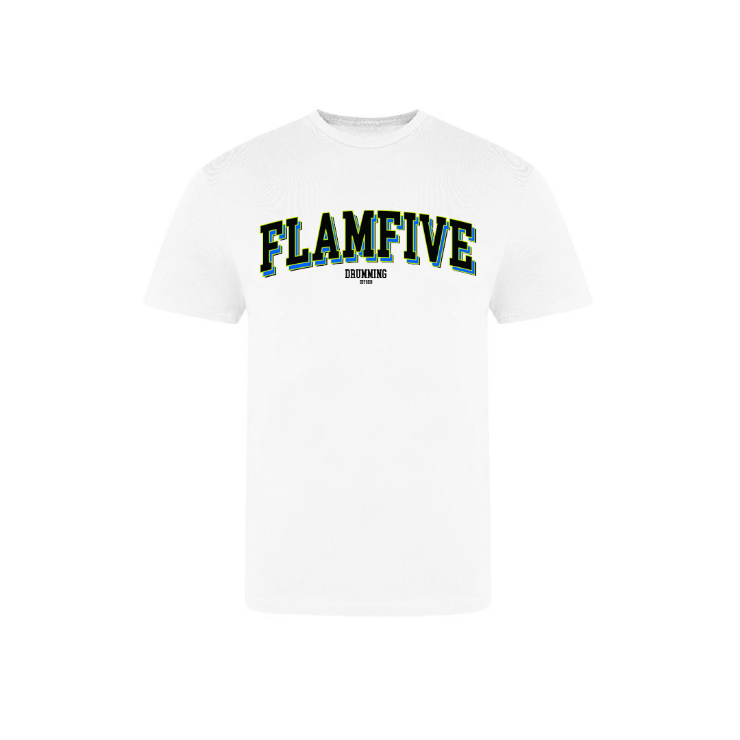 FLAM5 COLLEGE TSHIRT WHITE - Flam5drumming