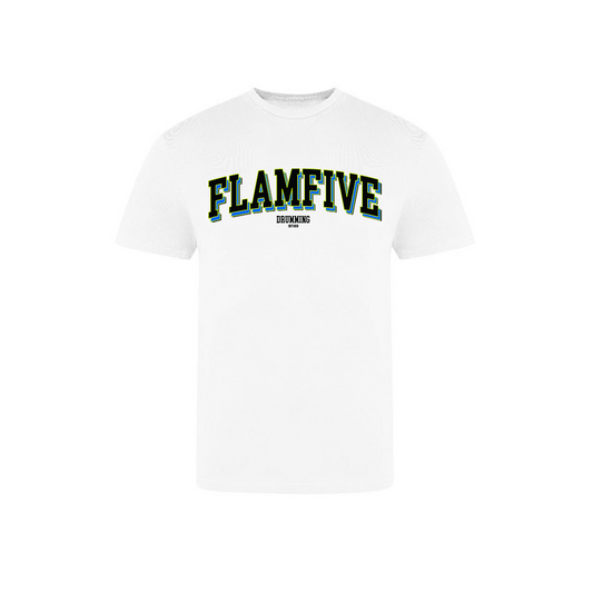 FLAM5 COLLEGE TSHIRT WHITE - Flam5drumming